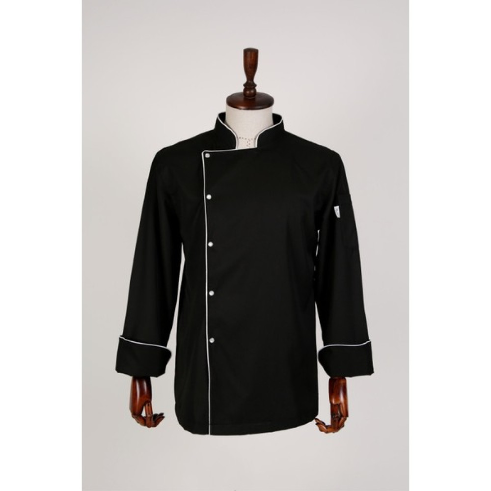 My Chef Şef Ceketi Siyah Gabardin Biyeli Zena Yaka Erkek Aşçı Kıyafeti(Isim Nakışlı) - 4XL - Siyah - Beyaz Mutfak Önlüğü Fiyatı