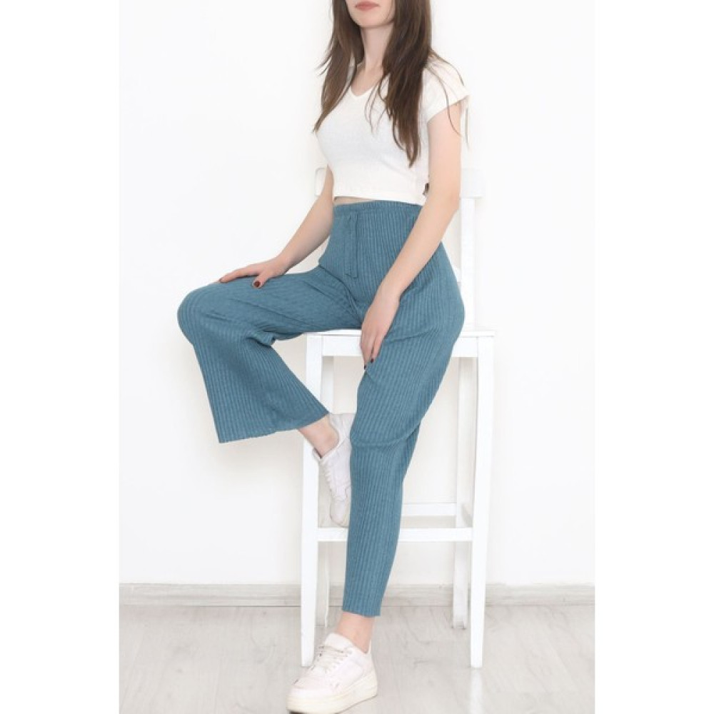 My Cute Store Fitilli Pantolon Petrol5 - 8337.1567. Kadın Pantolon Fiyatı