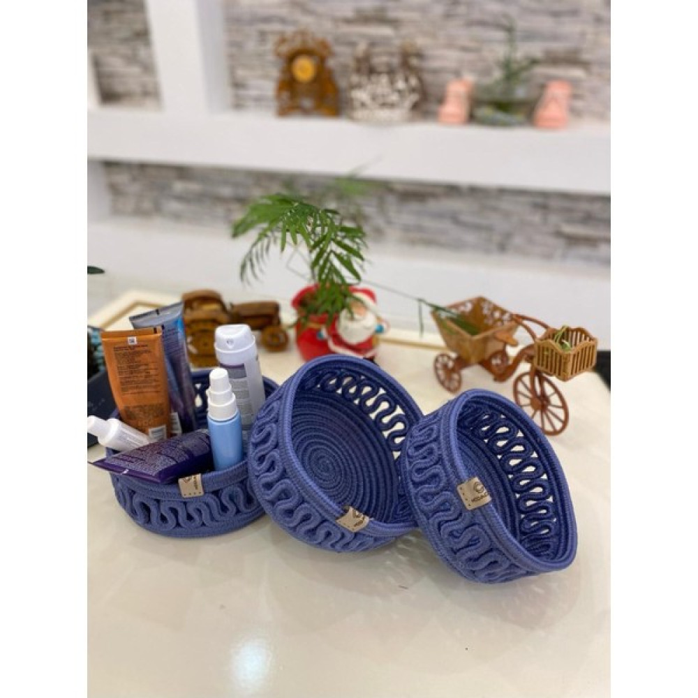 My Doğa Store 3 Lü Sepet Çok Amaçlı Organizer Işlemeli Hasır Jüt Sepet Takımı - STANDART - Mor Sepet Fiyatı