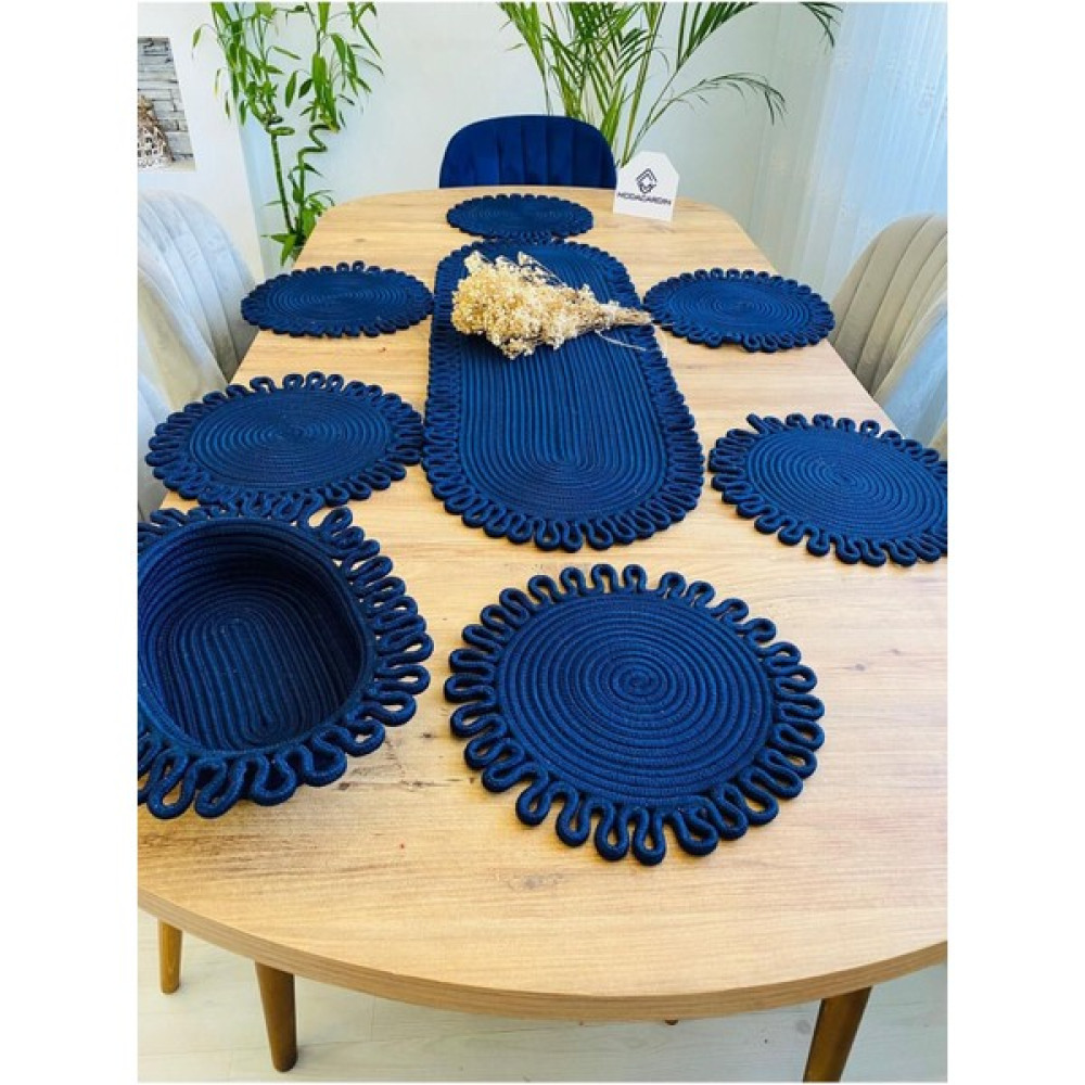 My Doğa Store Jüt Hasır Dekoratif Yemek Masa Takımı Supla Takımı Amerikan Servis 5 Li - Lacivert - 33 x 33 cm Masa Örtüsü Fiyatı