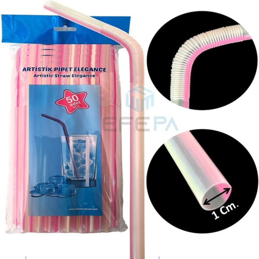 My EBİ Elegance Artistik Pipet 50 Adet x 10 mm x 280 mm - Renkli Mutfak Sarf Malzemeleri Fiyatı
