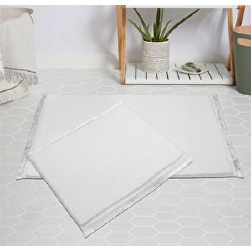 My Evilla Modern Dekoratif Halı Jel Kaymaz Taban Beyaz Saçaklı 50x80-50x40 Banyo Halısı Fiyatı