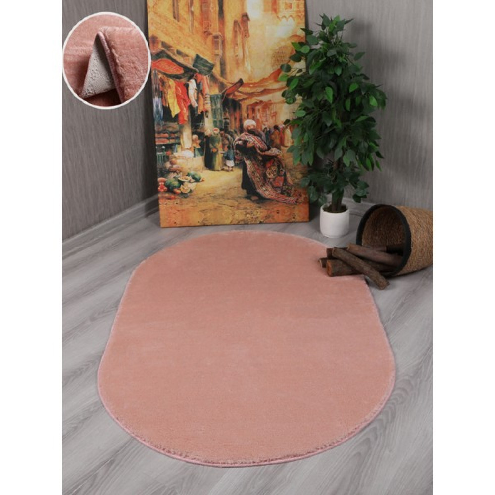 My Evilla Modern Dekoratif Kaymaz Taban Rabbit Oval Halı Yolluk - 40 x 60 cm - Pembe Yolluk Fiyatı