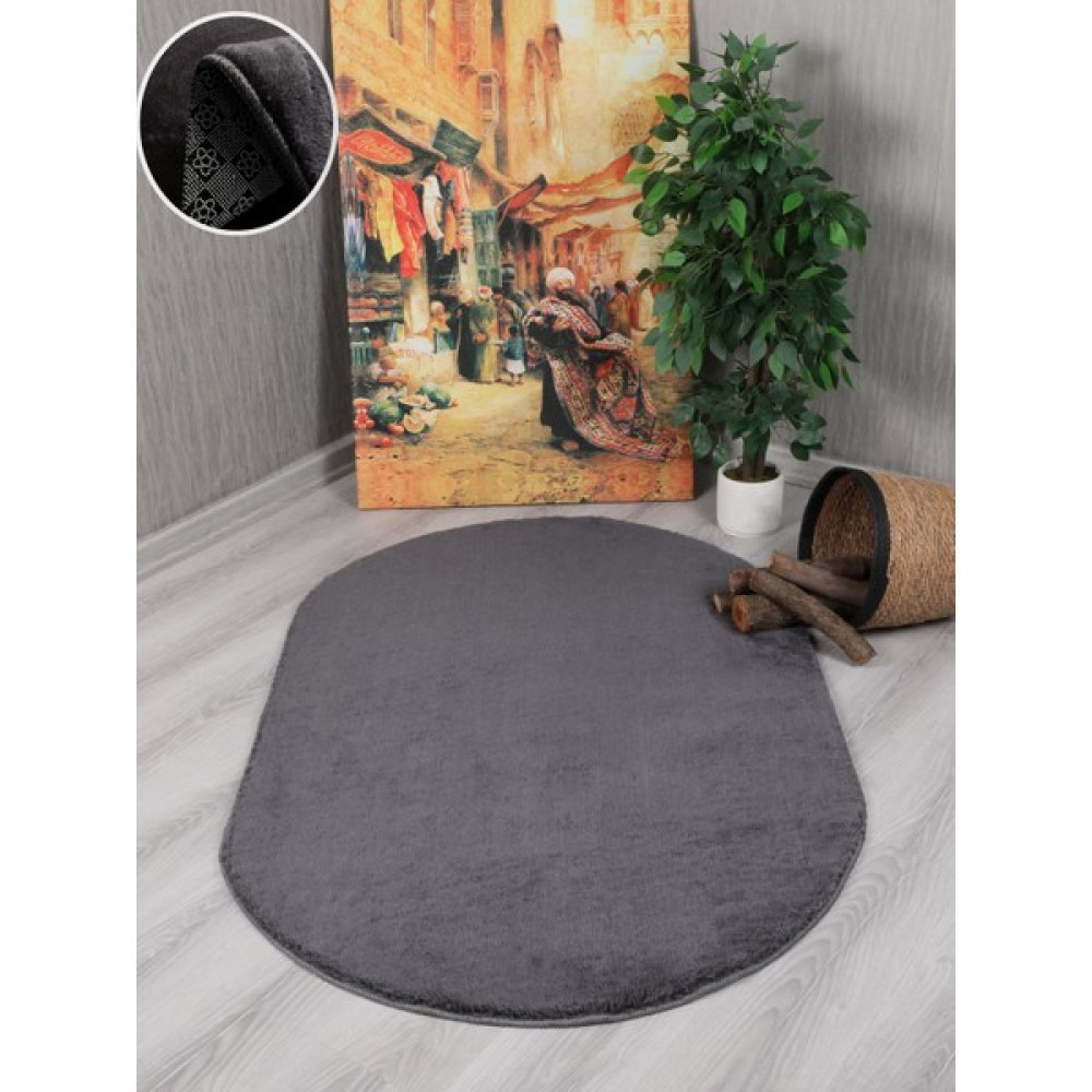 My Evilla Modern Dekoratif Kaymaz Taban Simirna Oval Halı Yolluk - 200 x 350 cm - Antrasit Yolluk Fiyatı