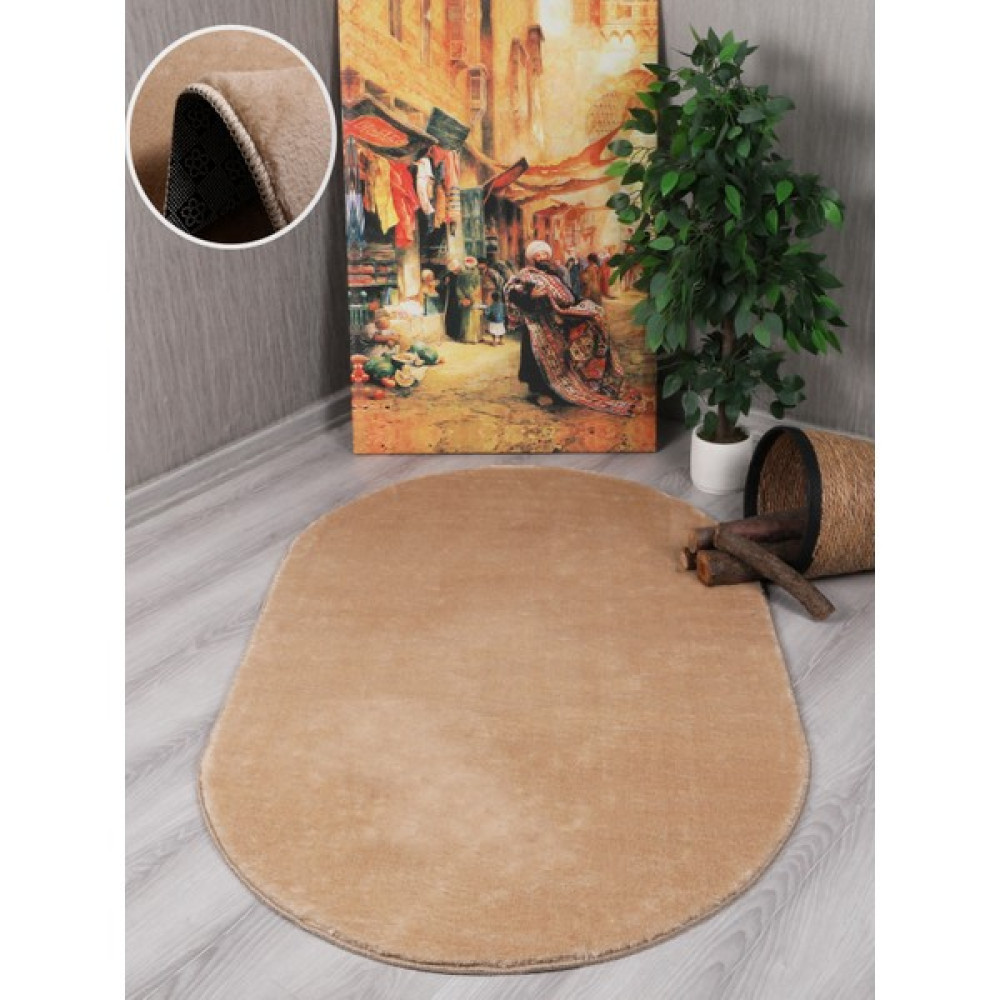 My Evilla Modern Dekoratif Kaymaz Taban Simirna Oval Halı Yolluk - 200 x 350 cm - Bej Yolluk Fiyatı