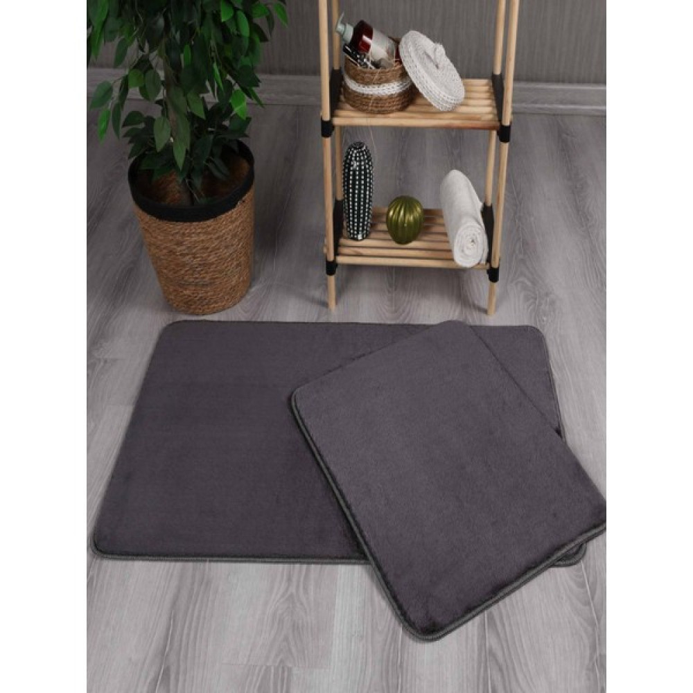 My Evilla Modern Dekoratif Peluş Simirna 50X80-50X40 Banyo Klozet Takımı - Antrasit Klozet Takımı Fiyatı