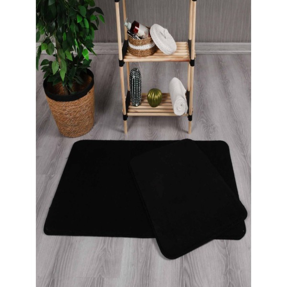 My Evilla Modern Dekoratif Peluş Simirna 50X80-50X40 Banyo Klozet Takımı - Siyah Klozet Takımı Fiyatı