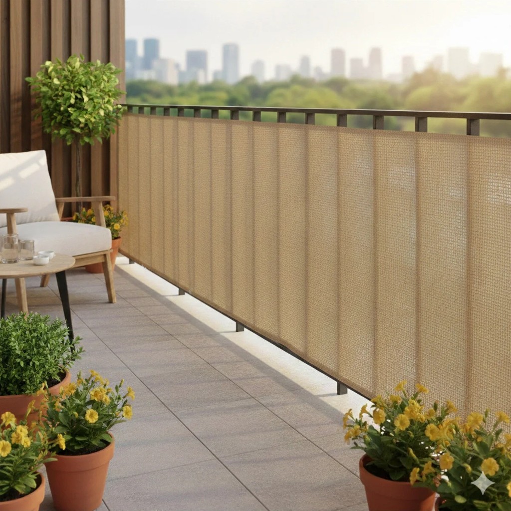 My Family Balkon Gizleme Filesi - 1x5 Metre Doğal Görünümlü Jüt Hasır Kumaş Perde Perde Fiyatı
