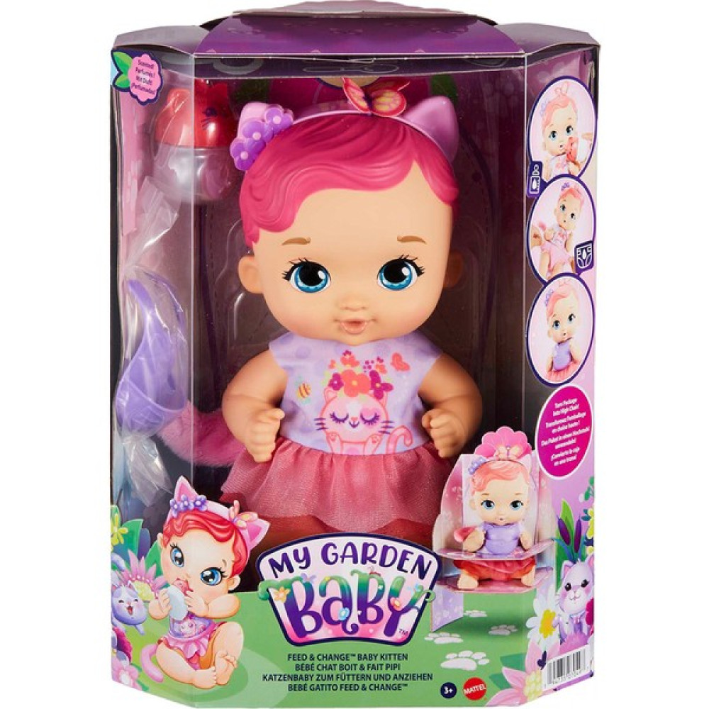 My Garden Baby Yavru Kedi Bebeğimin Bakım Zamanı - Pembe Saçlı Bebek (30 Cm),Tekrar Kullanılabilen Bebek Bezi, Önlüğü, Biberonu ve Aksesuarlarıyla... Eğitici Oyuncak Fiyatı