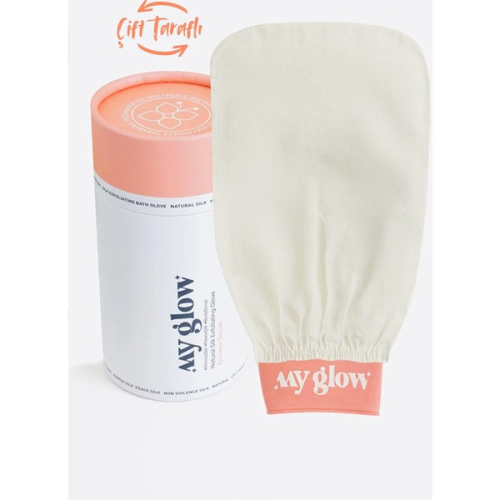 My Glow Ön %100 Şiddetsiz İpek Arka Yüz %100 Floş İpek Kese Çift Taraflı Banyo Duş Hamam Kese Bilekten Lastikli Peeling Eldiveni - Krem Vücut Bakım Setleri Fiyatı