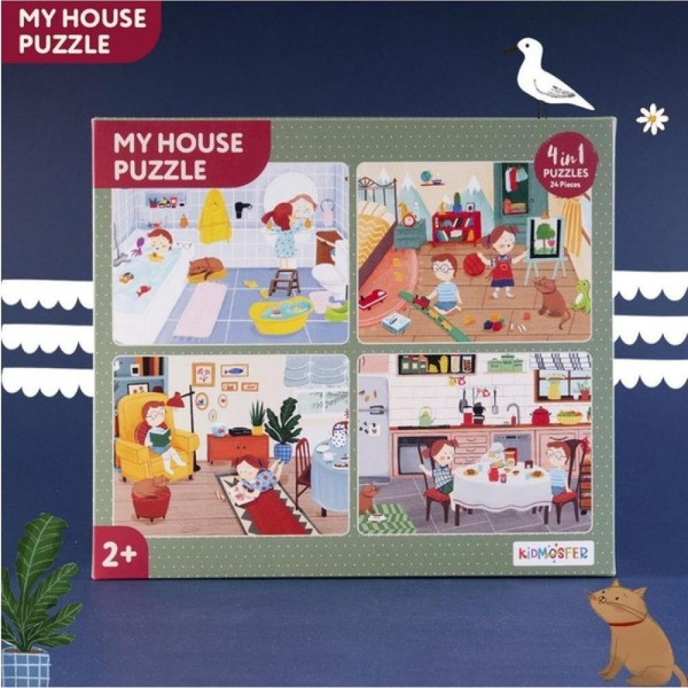 My House / Evin Bölümleri 4'ü 1 Aradada Puzzle (yapboz) / 4*6 24 Parça 2+ Yaş Eğitici Oyuncak Fiyatı
