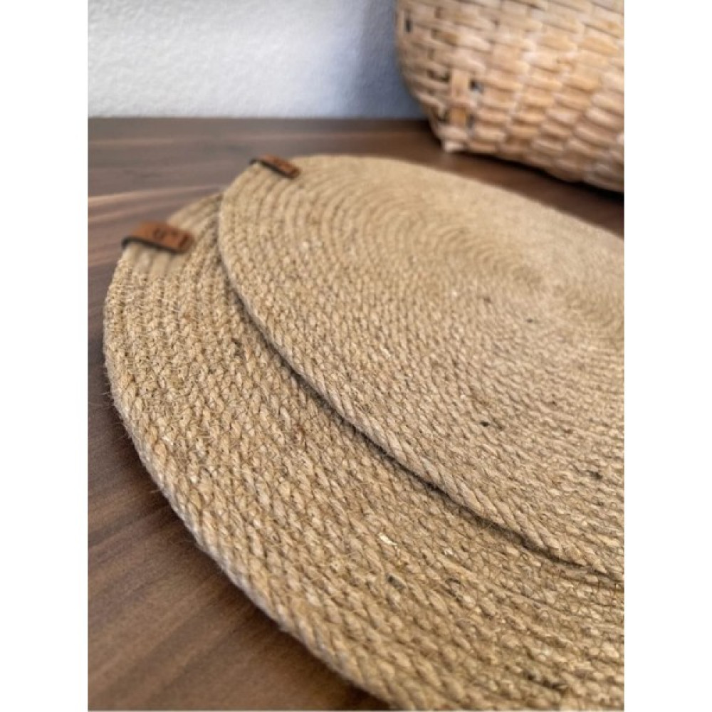 My İstasyon Hasır Amerikan Servisi Supla Örme Bambu Kalite Runner 2 Adet Tabak Altlığı Dikişli Handmade - 32 x 33 cm - Bej Amerikan Servis Fiyatı