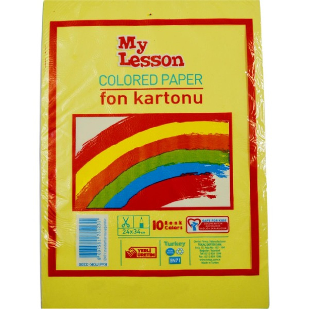 My Lesson 24 x 34 10 Renk Fon Kartonu 1 Paket Elişi Kağıdı Fiyatı