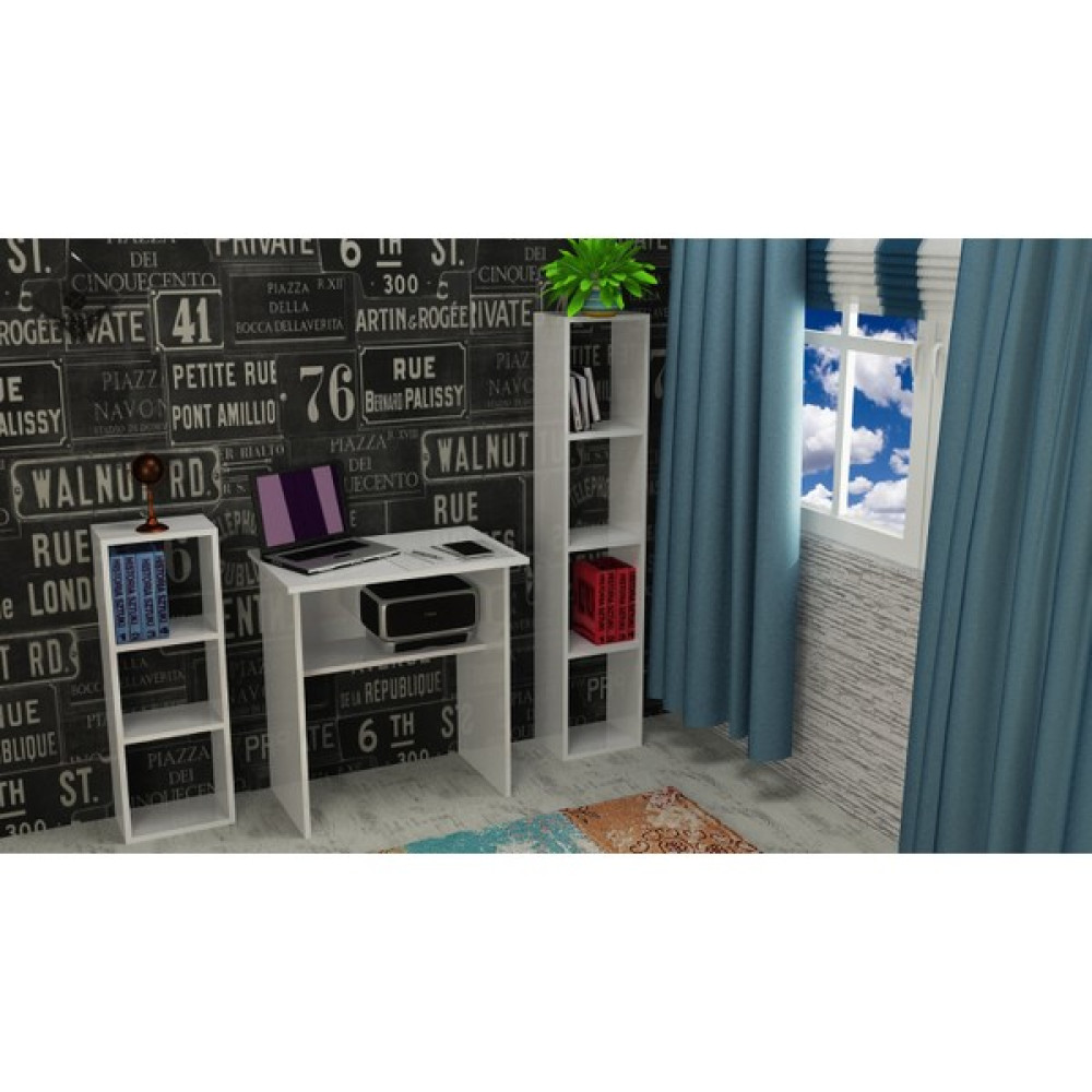 My Mob Leylak Çalışma Masası (Kitaplıklar Hariç) - Y: 75 cm D: 47 cm G: 72 cm - Beyaz Çalışma Masası Fiyatı