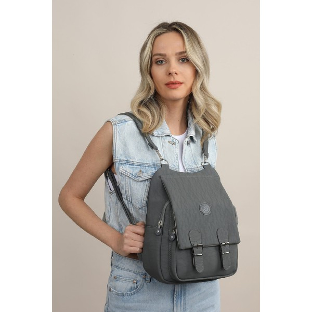 My Nisa Boutique Antrasit Su Gecirmez Krinkıl Kumaş Kadın Omuz ve Sırt Çantası Bayan Sırt Çantası Fiyatı