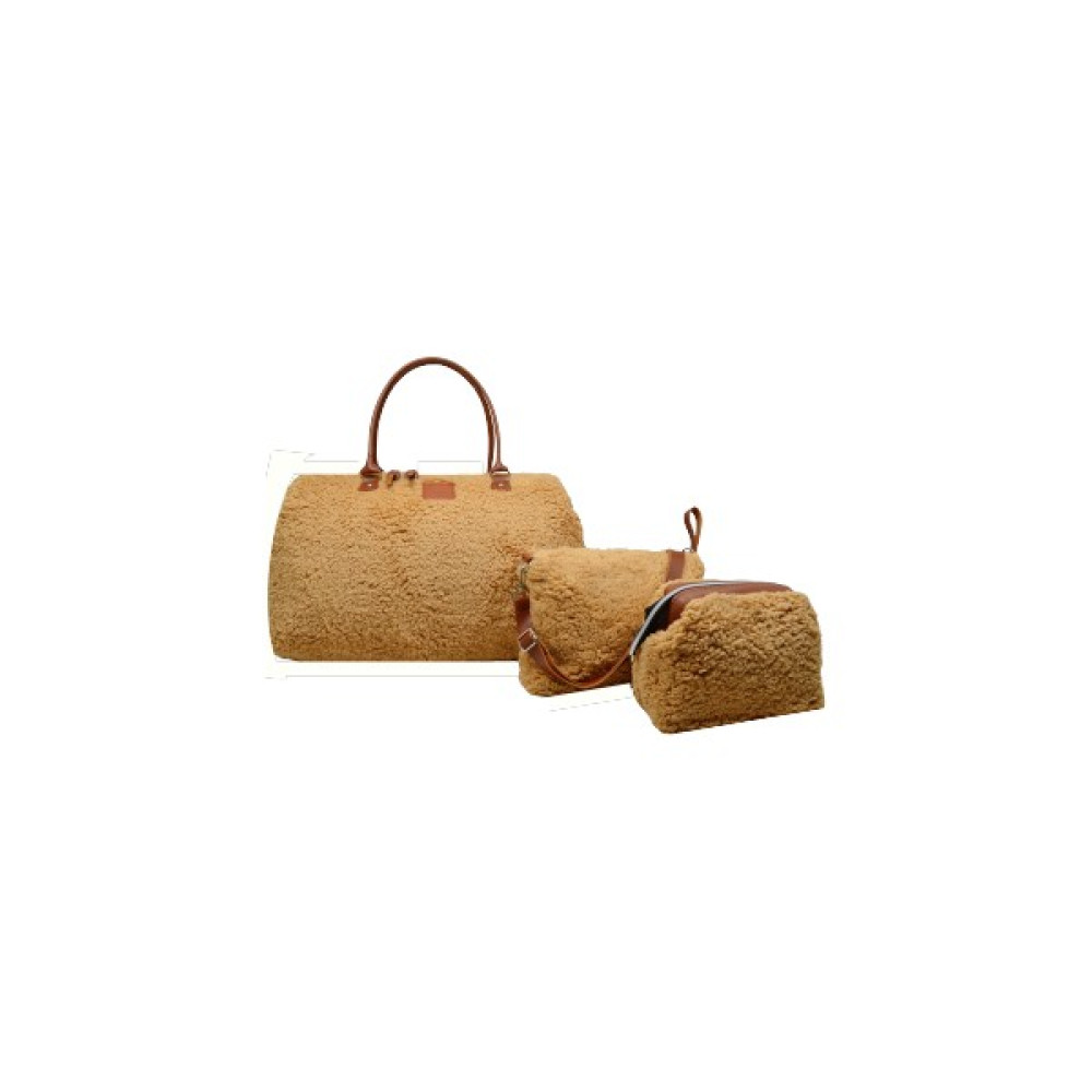 My Pioggia Babysi Mommy Bag Exclusive Camel Kuzu Peluş 3 Lü Set Baby Anne Bebek Bakım ve Kadın Çantası - Krem - Siyah Bebek Bakım Çantası Fiyatı