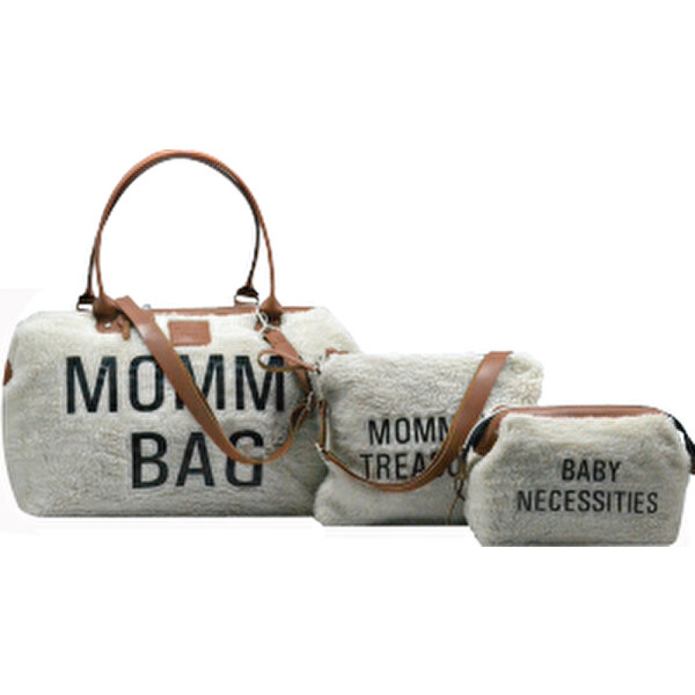 My Pioggia Babysi Mommy Bag Exclusive Ekru Kuzu Peluş 3 Lü Set Baby Anne Bebek Bakım ve Kadın Çantası Bebek Bakım Çantası Fiyatı
