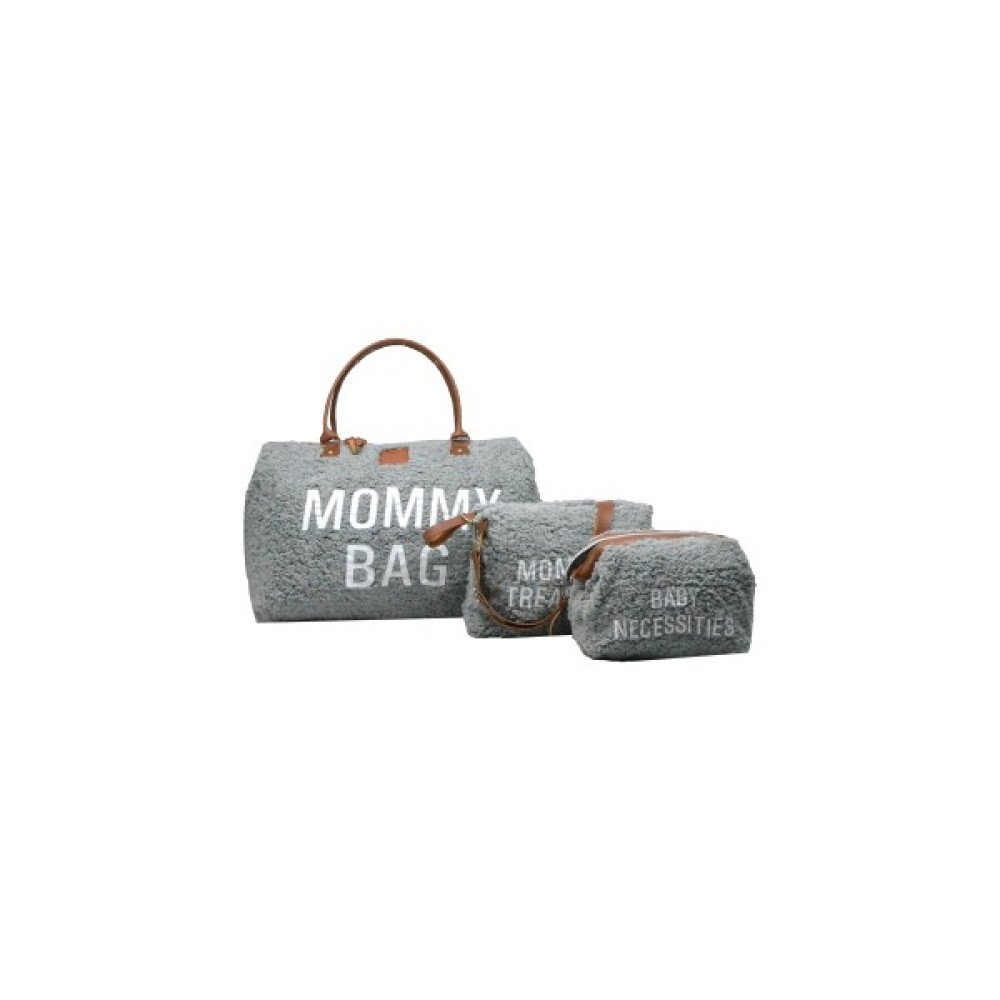 My Pioggia Babysi Mommy Bag Exclusive Gri Kuzu Peluş 3 Lü Set Baby Anne Bebek Bakım ve Kadın Çantası Bebek Bakım Çantası Fiyatı