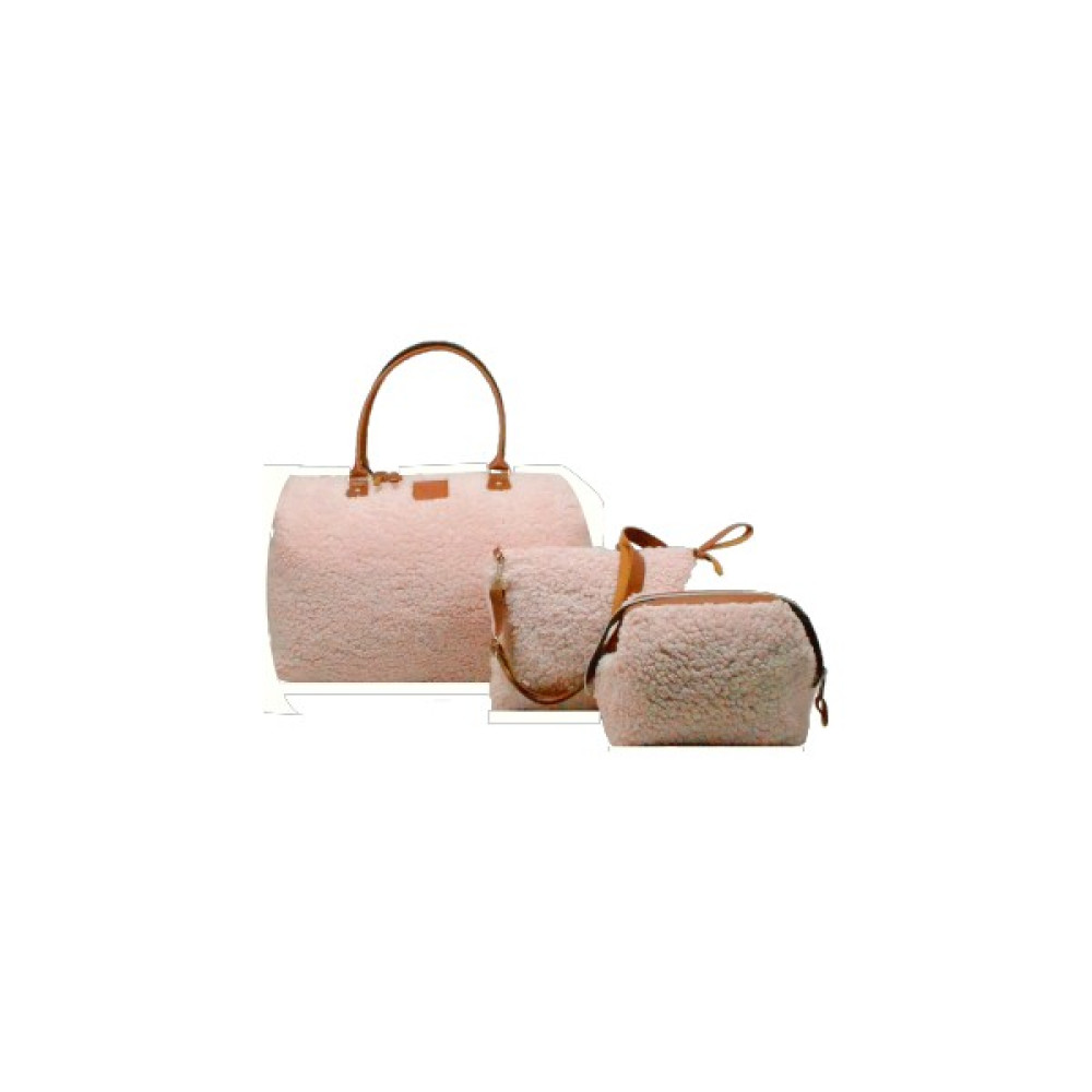 My Pioggia Babysi Mommy Bag Exclusive Pudra Kuzu Peluş 3 Lü Set Baby Anne Bebek Bakım ve Kadın Çantası - Pembe - Pudra Bebek Bakım Çantası Fiyatı