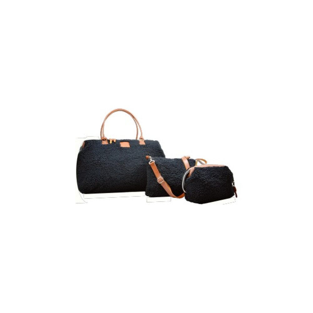 My Pioggia Babysi Mommy Bag Exclusive Siyah Kuzu Peluş 3 Lü Set Baby Anne Bebek Bakım ve Kadın Çantası - Gizemli Siyah Bebek Bakım Çantası Fiyatı