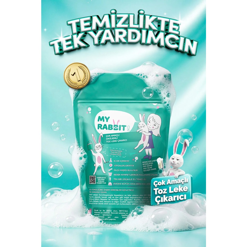 My Rabbit Çok Amaçlı Oksijenli Toz Leke Çıkarıcı ve Beyazlatıcı 800 gr Çamaşır Yıkama Fiyatı