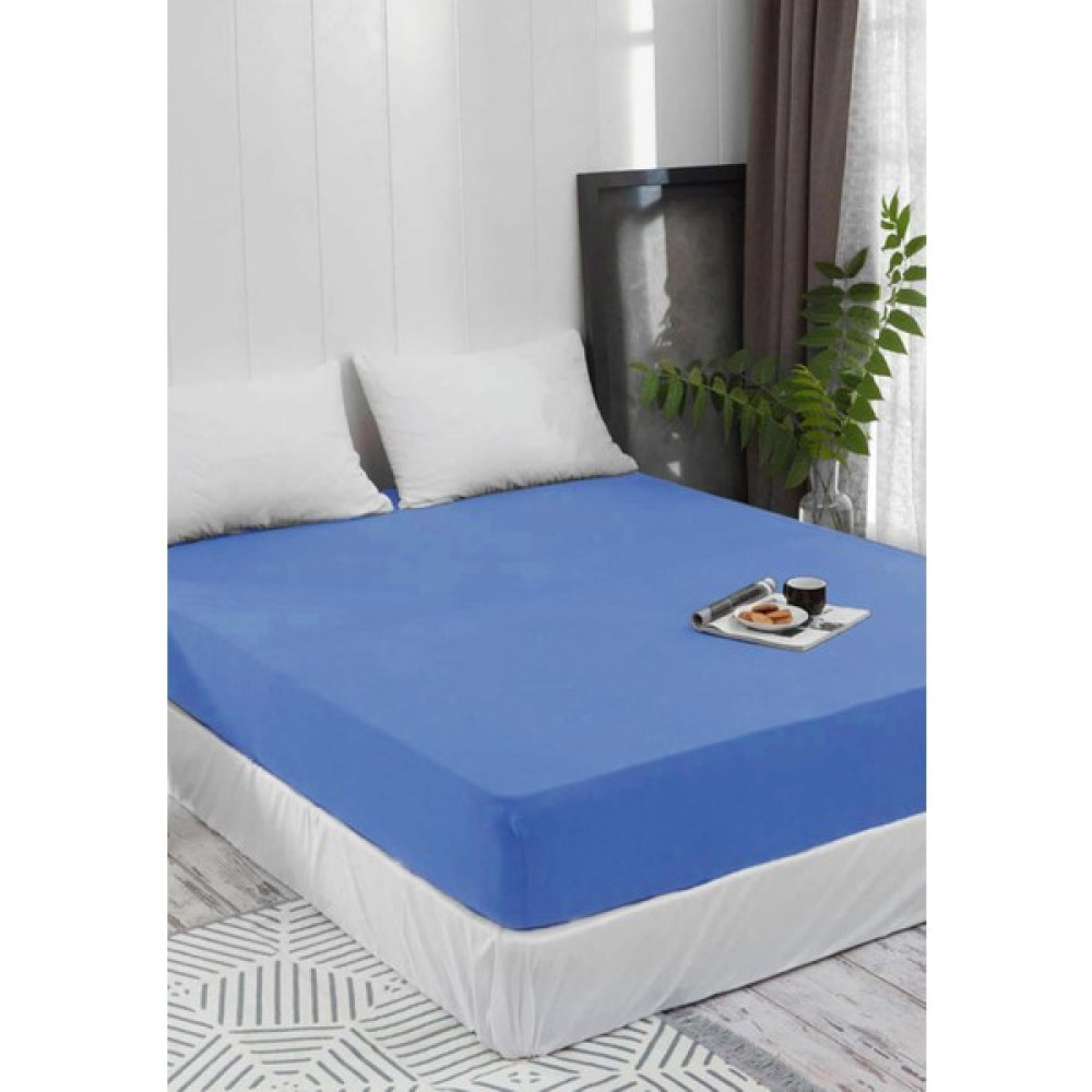 My Shopping Penye Çift Kişilik Fitted Lastikli Çarşaf Mavi 160X200 - 160 × 200 cm Çarşaf Fiyatı