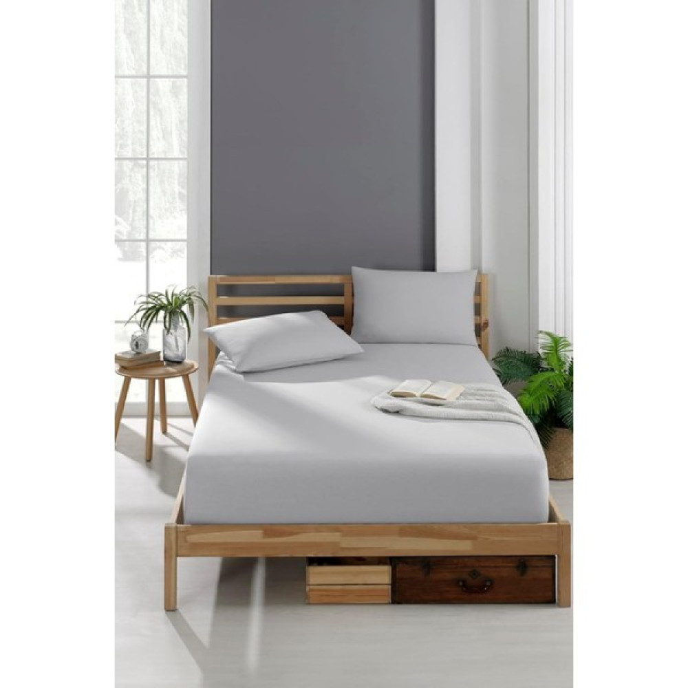 My Shopping Ranforce Çift Kişilik Fitted Lastikli Çarşaf Takımı Açık Gri 160X200 - 160 × 200 cm Çarşaf Fiyatı