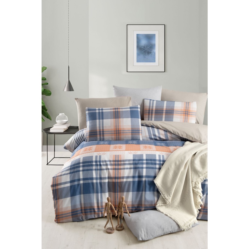 My Story Lastikli Çarşaflı Tek Kişilik Nevresim Takımı Plaid - 160 x 220 cm - Lacivert Nevresim Takımı Fiyatı