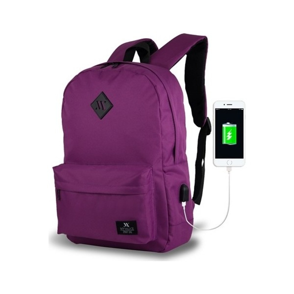 My Valice Smart Bag Specta USB Şarj Girişli Akıllı Sırt Çantası Mürdüm Erkek Sırt Çantası Fiyatı