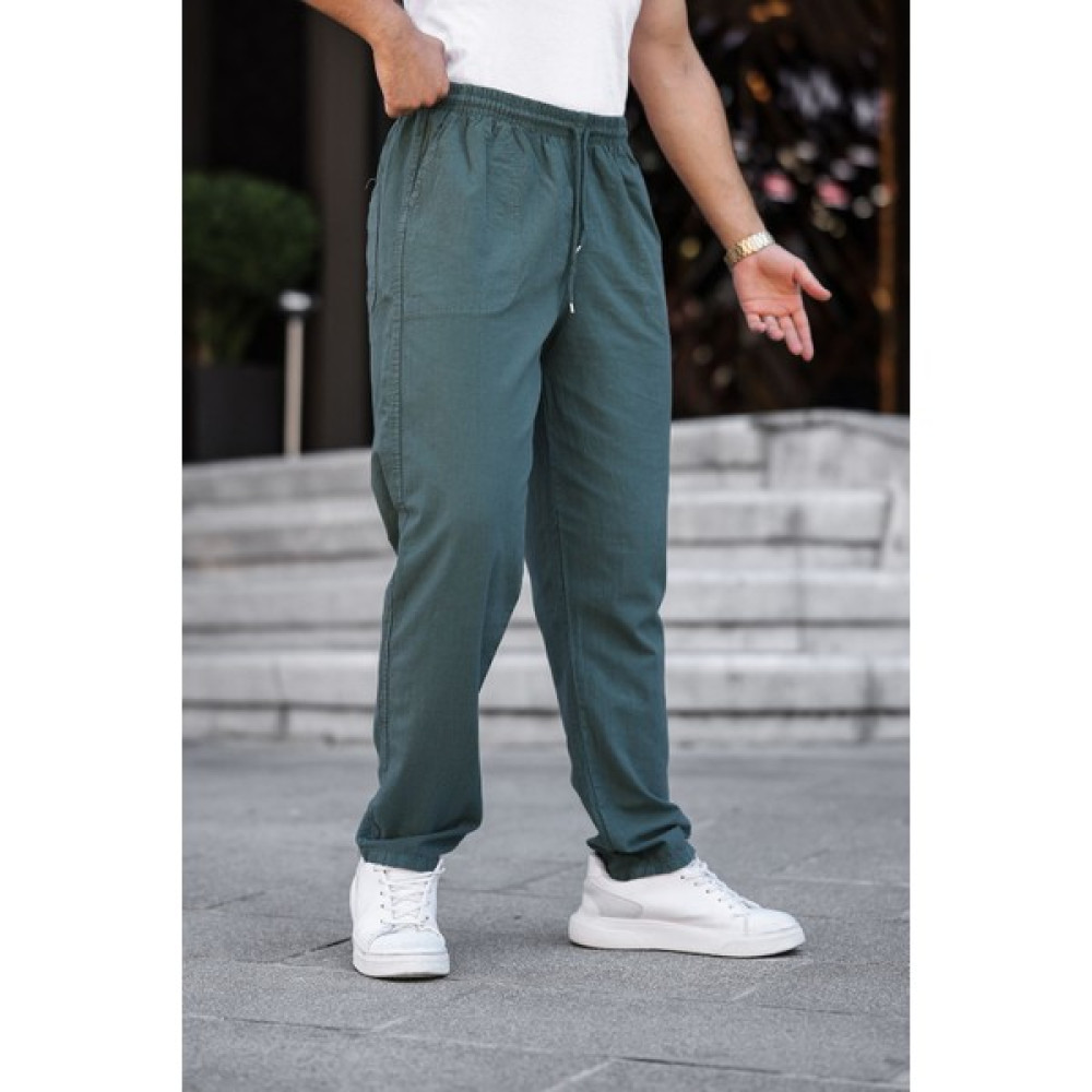 My Vintage Erkek Yazlık Keten Karışımı Rahat Kesim Keten Pantolon Haki Erkek Pantolon Fiyatı
