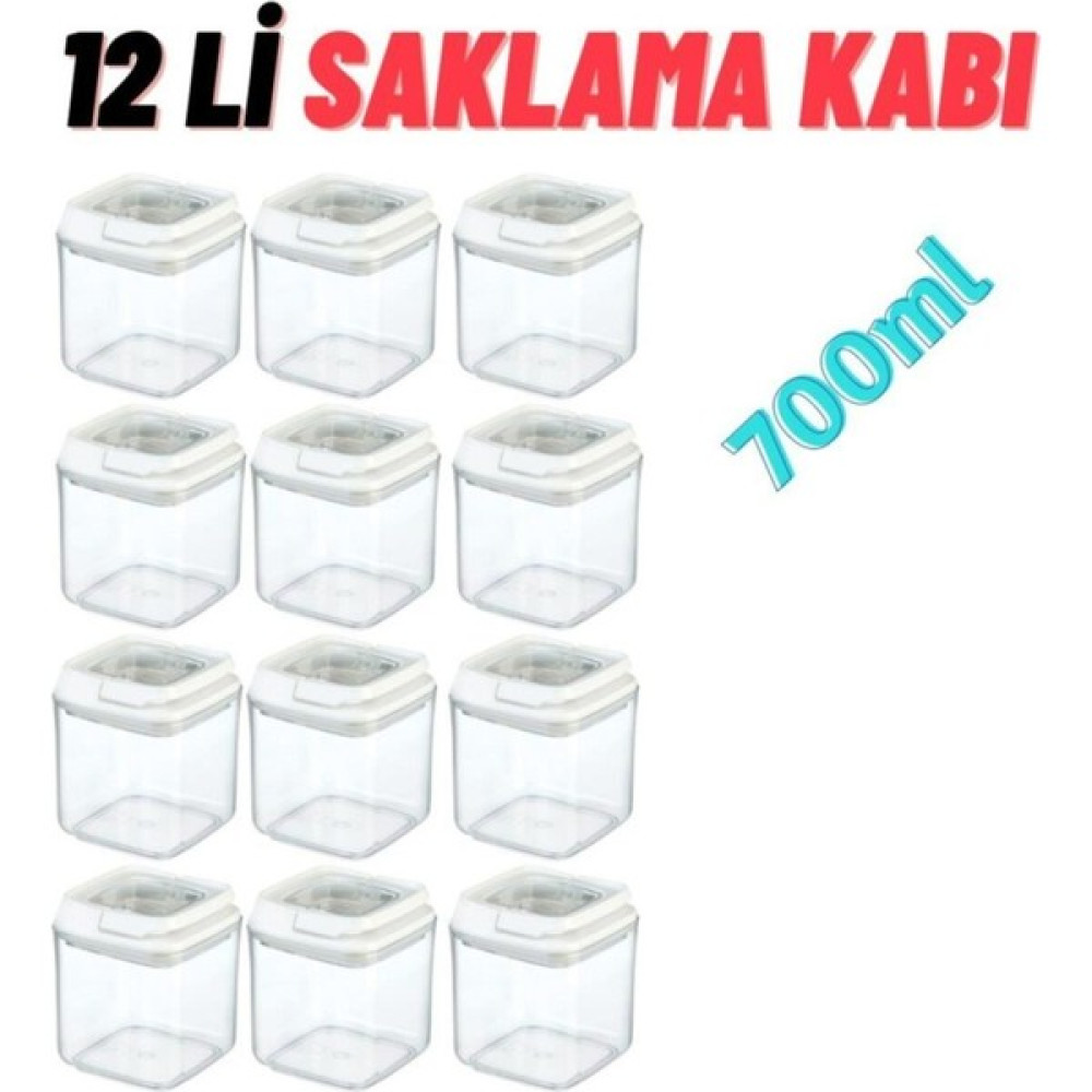 Mybox 12 Li Baharat Saklama Kabı 700ML x 12 Adet Beyaz (Özel Kapak) , Erzak Kabı Dikkat Best 700 x Saklama Kapları Fiyatı