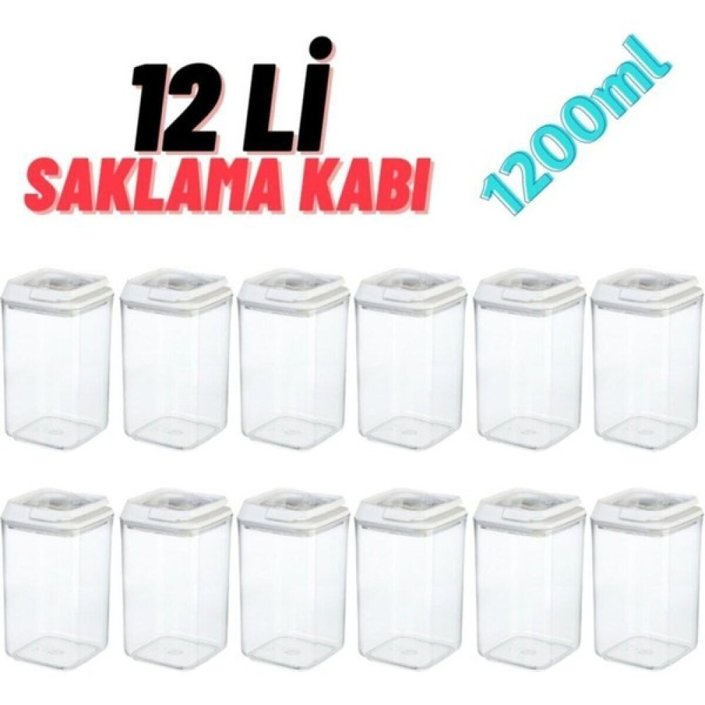 Mybox 12 Li Çok Kullanışlı Saklama Kabı 1200ML X12 Adet Beyaz (Özel Kapak) , Erzak Kabı Dikkat Best Saklama Kapları Fiyatı