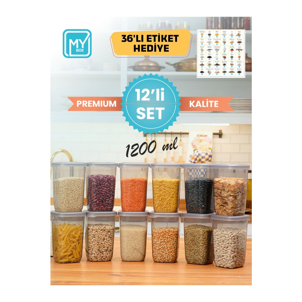 MYBOX Erzak Saklama Kabı Seti - 12 Parça 1200 ML - Premium Kalite Saklama Kapları Fiyatı