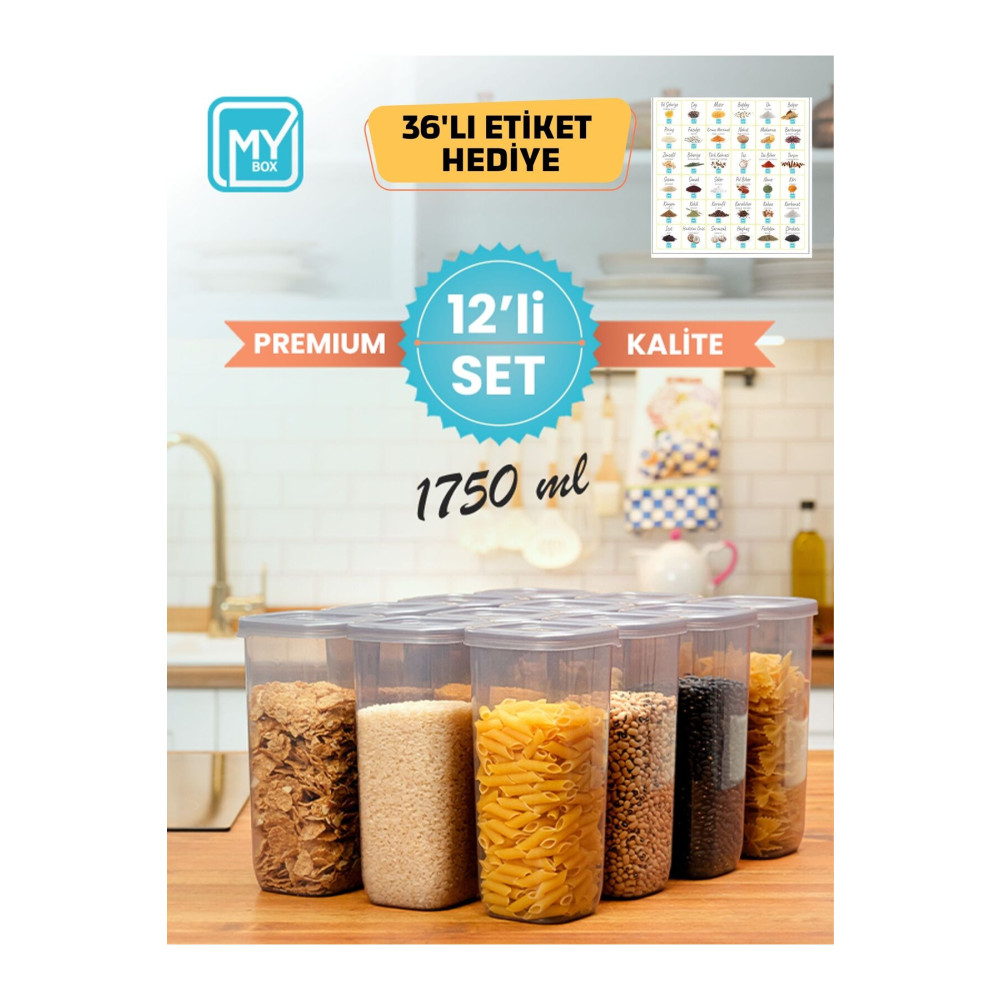 MYBOX Erzak Saklama Kabı Seti - 12 Parça 1750 ML - Premium Kalite Saklama Kapları Fiyatı