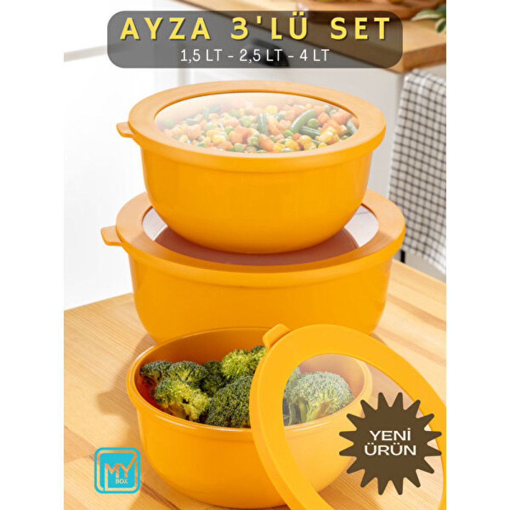 Mybox Erzak Saklama Kabı Seti - Ayza 3 Parça 1500 Ml, 2500 Ml, 4500 ml - Turuncu Saklama Kapları Fiyatı