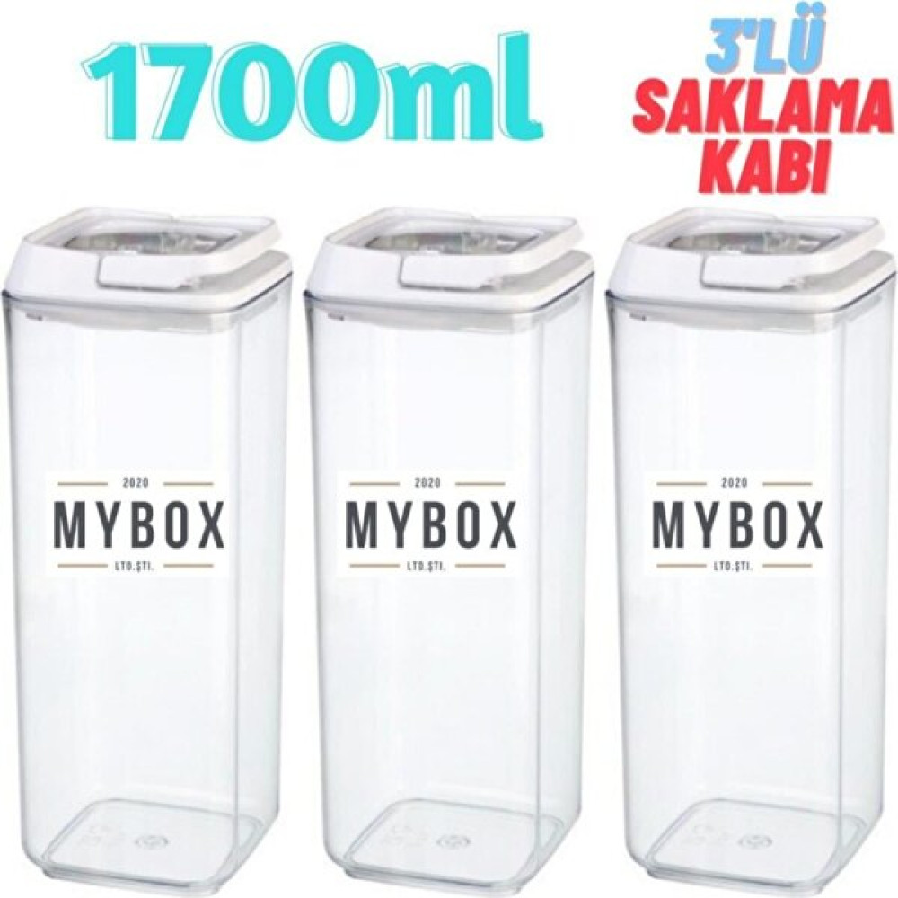 Mybox Saklama Kabı 1700ML x 3 Adet Beyaz (Özel Kapak) , Erzak Kabı Best 1700 x 1 Saklama Kapları Fiyatı