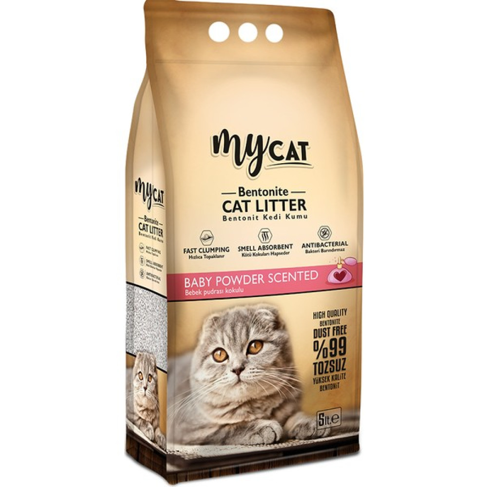 Mycat Bebek Pudrası Kokulu Topaklaşan Bentonit Kedi Kumu 10LT Evcil Hayvan Ürünleri Fiyatı