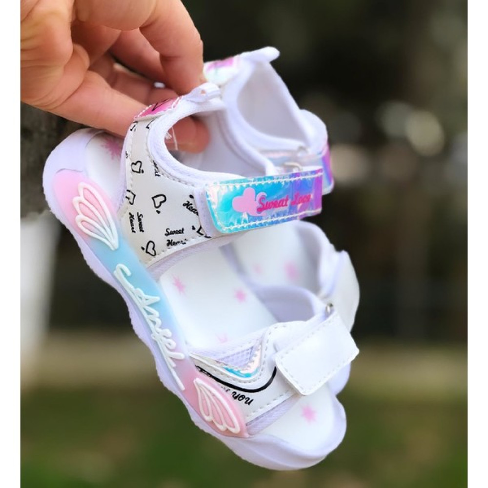 Mychild Kız Çocuk Beyaz Işıklı Sandalet,kaydırmaz Taban Sandalet,beyaz Çocuk Sandaleti,cırt Cırtlı Sandalet Kız Çocuk Terlik & Sandaleti Fiyatı