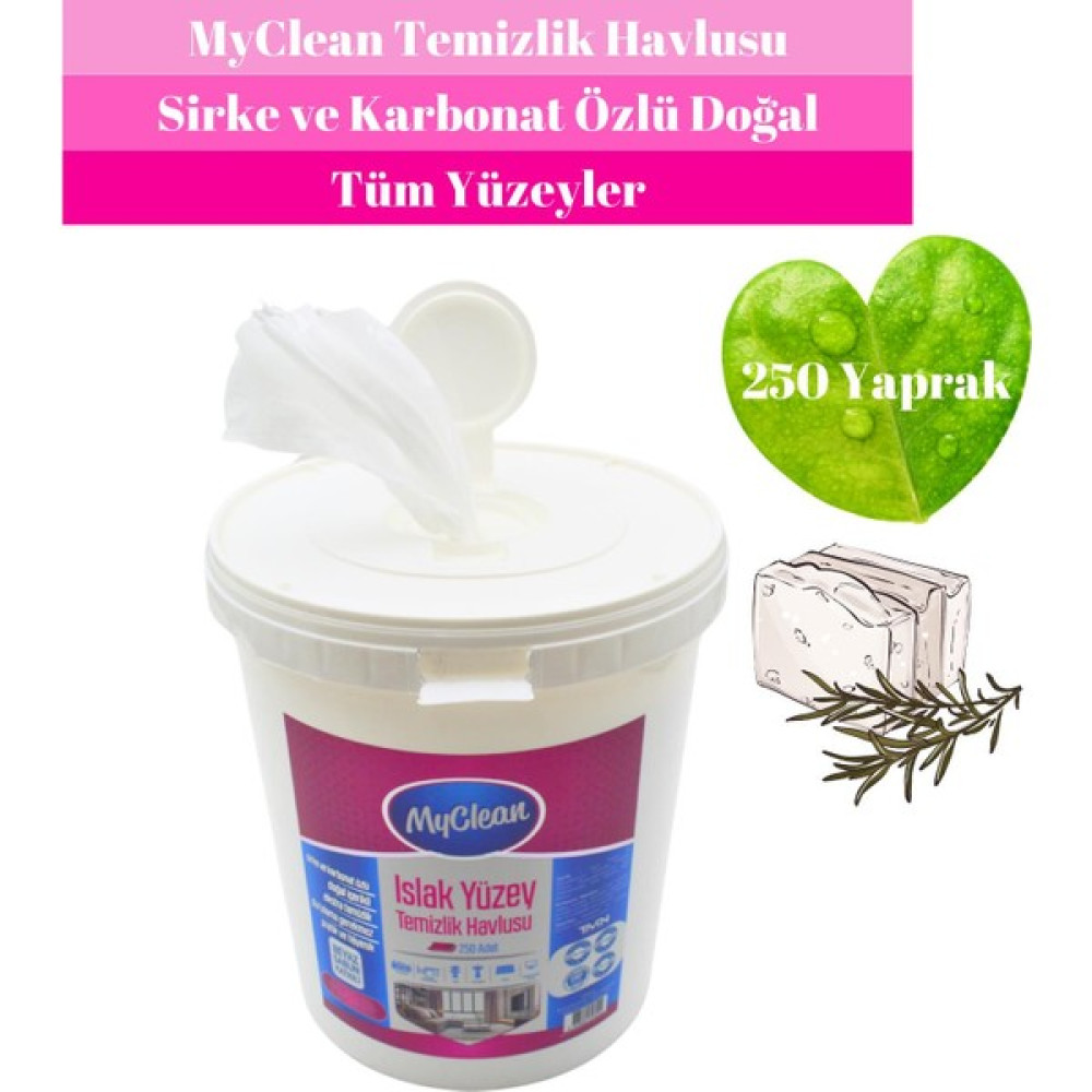 Myclean Beyaz Sabun Katkılı Islak Yüzey Temizlik Havlusu 250 Yaprak Plastik Kovada Bebek Bakım Fiyatı