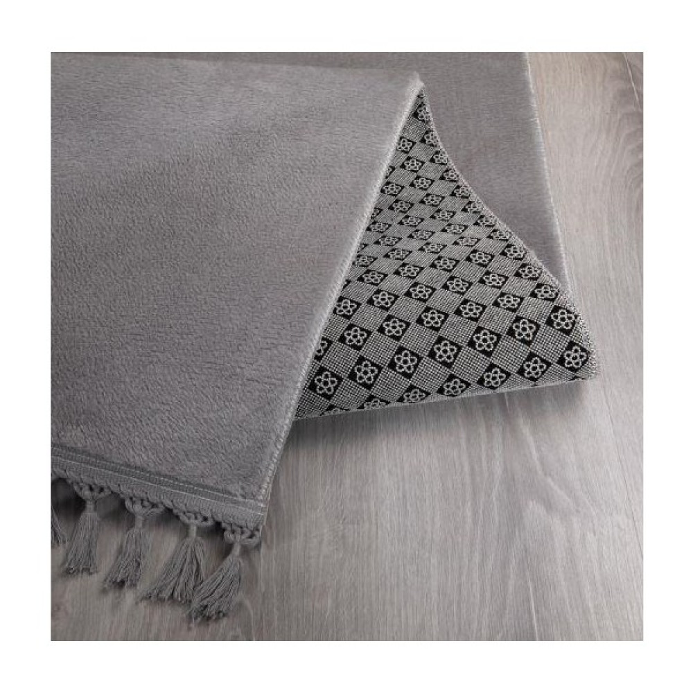 Myevilla My Evilla Modern Dekoratif Örgü Saçaklı Simirna Peluş Halı Yolluk - 100 x 100 cm - Açık Gri Yolluk Fiyatı