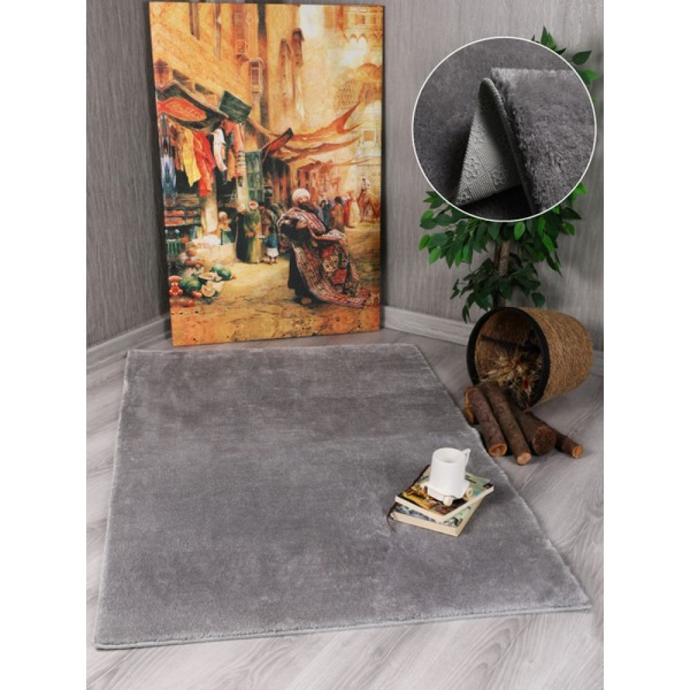 Myevilla My Evilla Modern Dekoratif Puffy Peluş Halı Yolluk - Açık Gri - 40 x 60 cm Yolluk Fiyatı