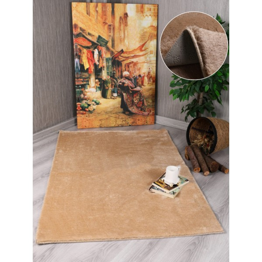 Myevilla My Evilla Modern Dekoratif Puffy Peluş Halı Yolluk - Bej - 40 x 60 cm Yolluk Fiyatı