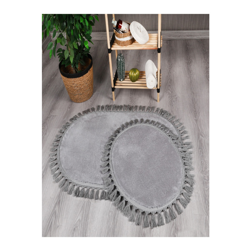 Myevilla My Evilla Modern Simirna Dekoratif Peluş Oval Ponpon Saçaklı Klozet Takımı Banyo Tekstili Fiyatı