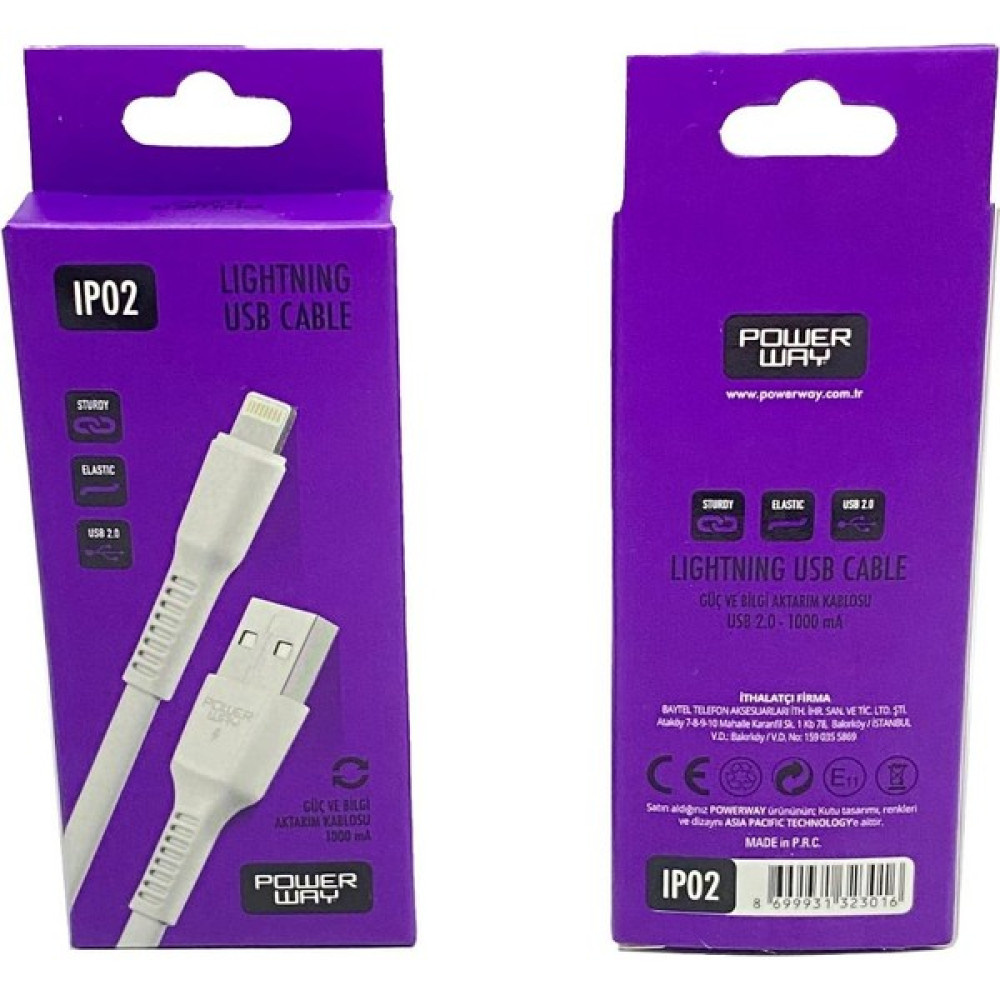 Myglobal Apple iPhone Uyumlu USB Kablosu (1 Metre) IP02 Powerway - Beyaz Diğer Fiyatı