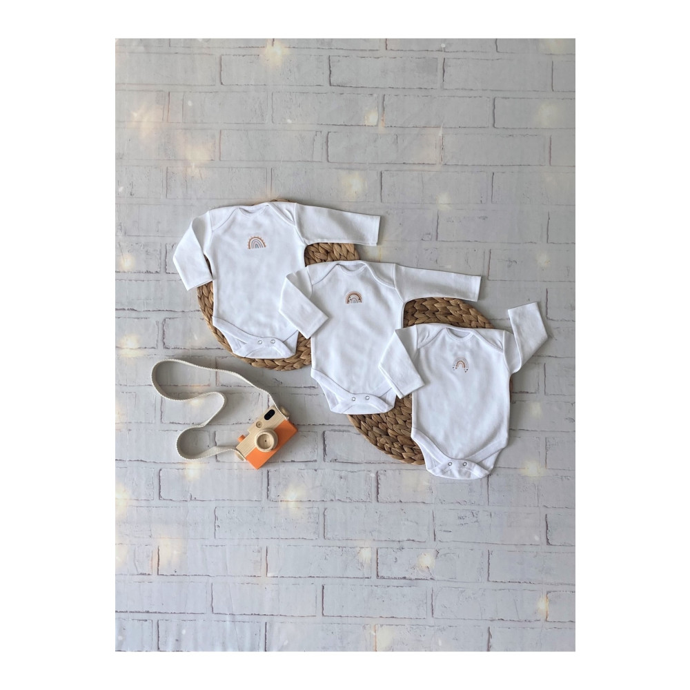 MYGOBEBE Organik Gökkuşağı Detaylı 3lü Body Set 6-9 AY Beden Bebek Body Fiyatı