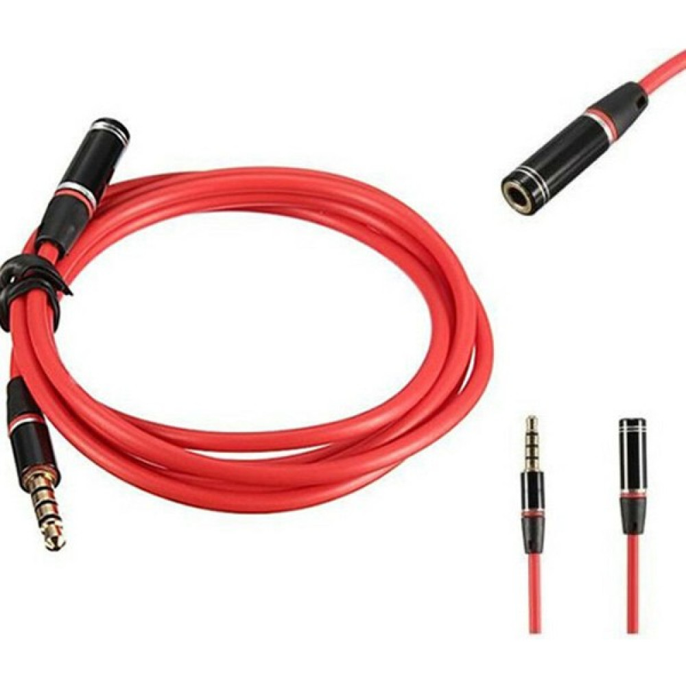Mykablo 3.5 mm Stereo 4 Boğumlu (Trrs) Kırmızı Uzatma Kablosu 1.2 Metre Seri & Paralel Kablo Fiyatı