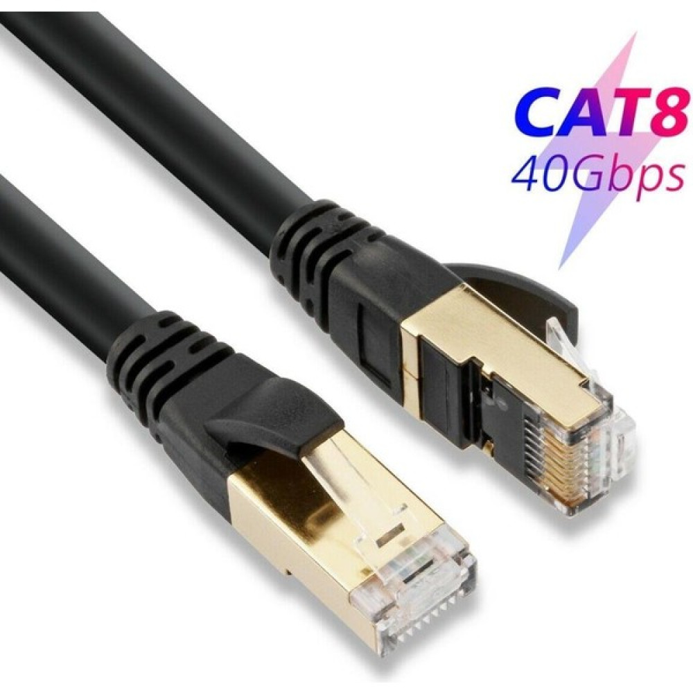 Mykablo Cat. 8 Internet Kablosu 1 Metre Yuvarlak Siyah Ağ / Network Kablosu Fiyatı