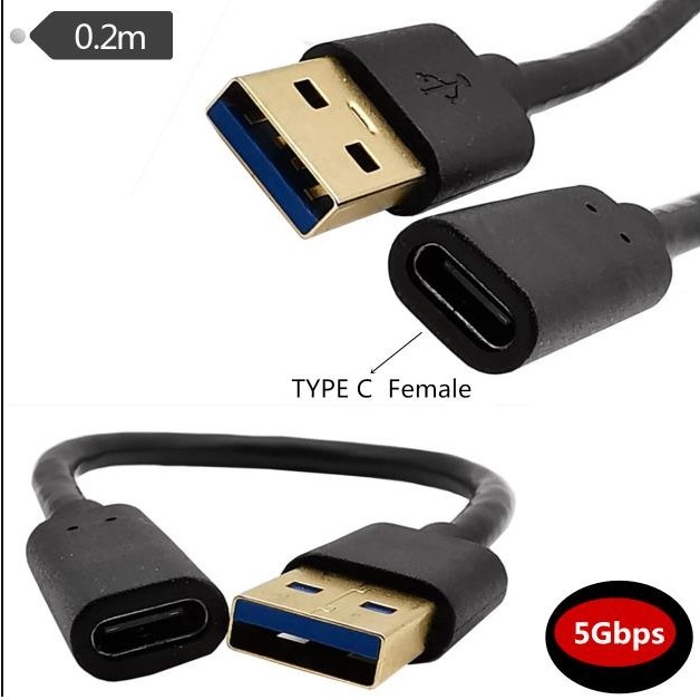 Mykablo USB 3.1 Type-C Dişi to USB 3.0 Erkek Kablo - 20 cm - Siyah - USB 3.0 Erkek to USB Type-C Dişi OTG Kablo Bilgisayar Çevirici ve Adaptörü Fiyatı