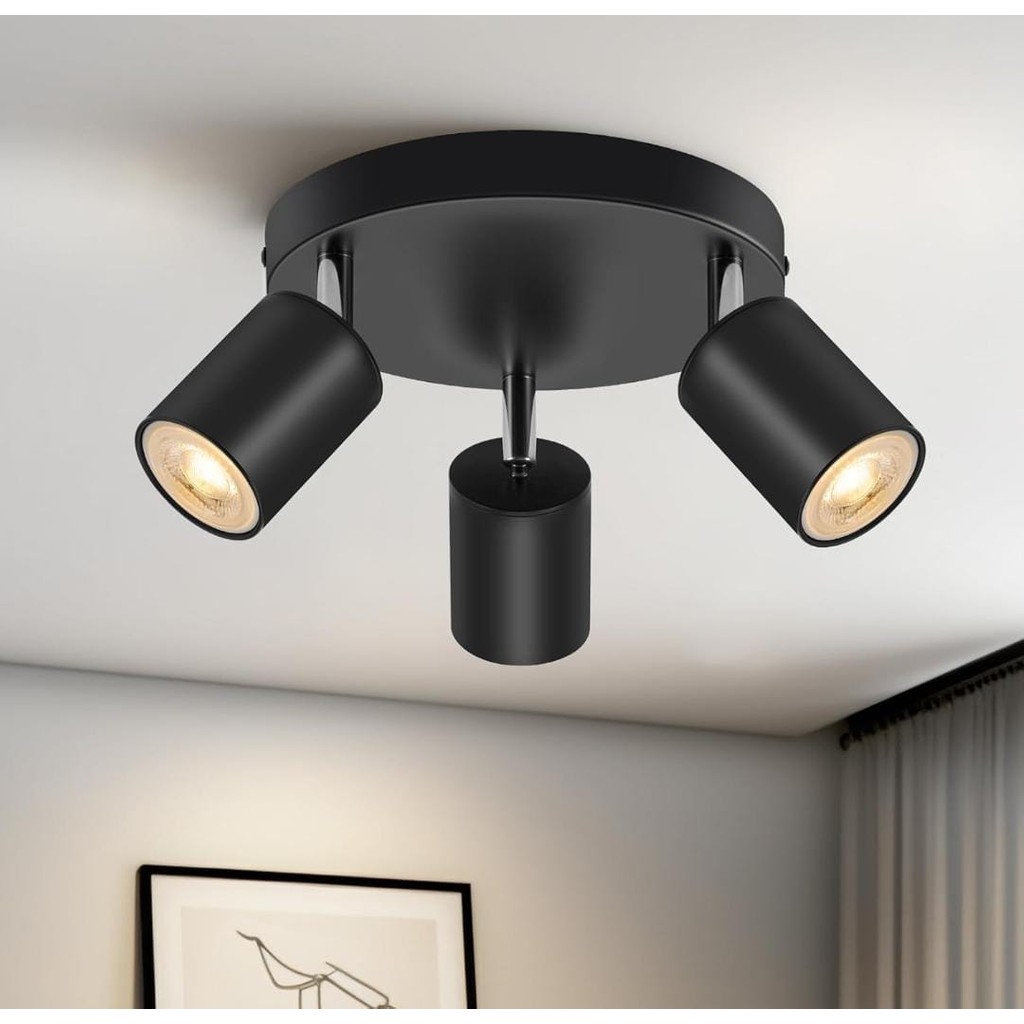 Mylights Üçlü 30 cm LED Avize LED Spot Gün Işığı Ampullü - Siyah - siyah Avize Fiyatı