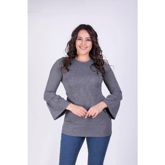 Myline 34116 Kolları Volanlı Gri Bluz